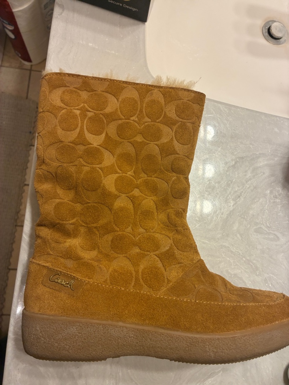 Coach Suede Boot in Tan